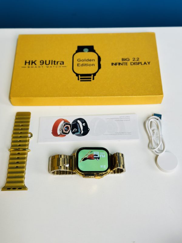 HK 9Ultra Smartwatch Golden Edition (Dual Straps) – Black Color