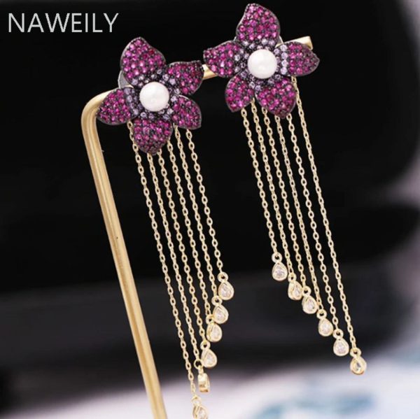 Multi Chain Flower Earring